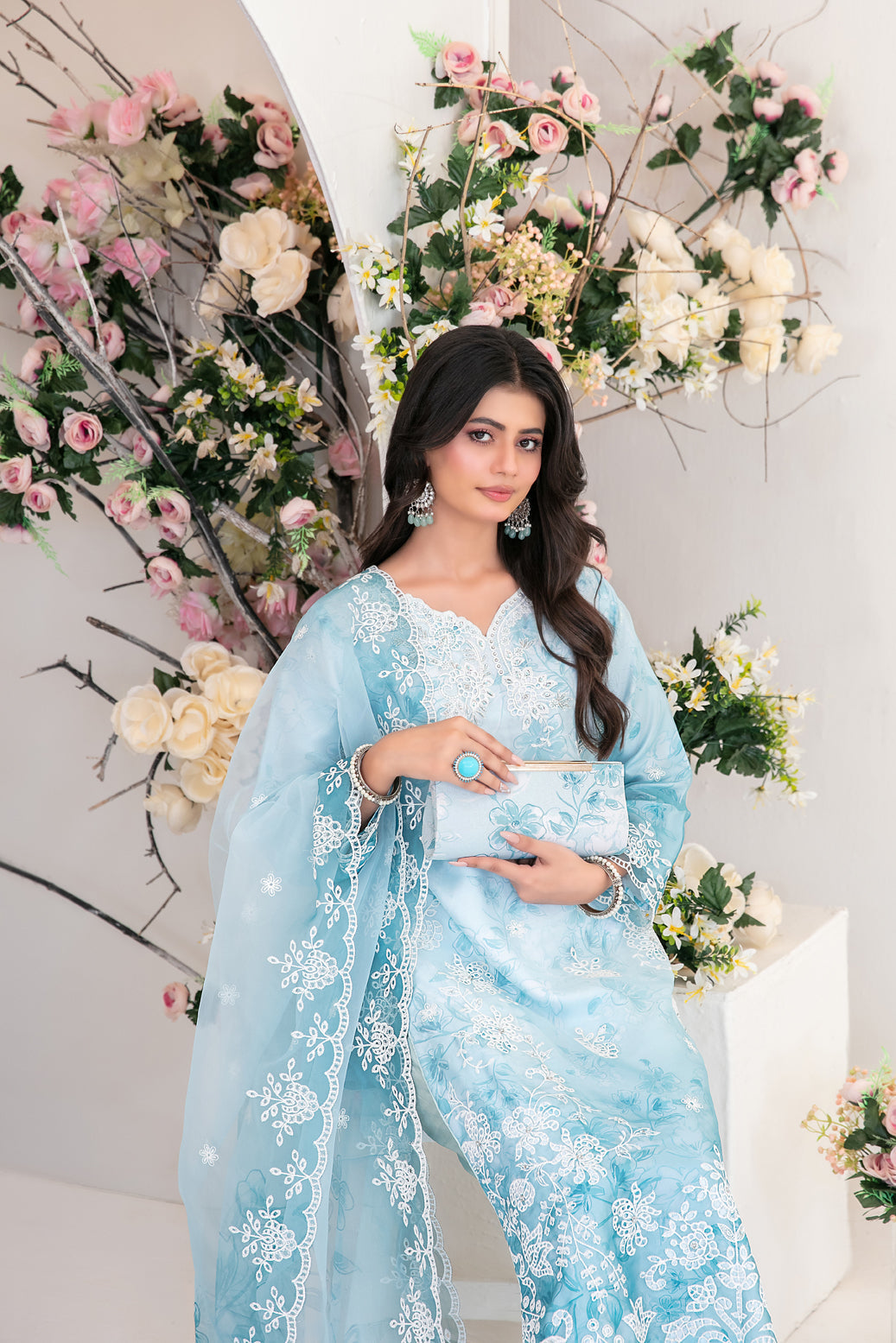 3 Piece Stitched Organza Suit