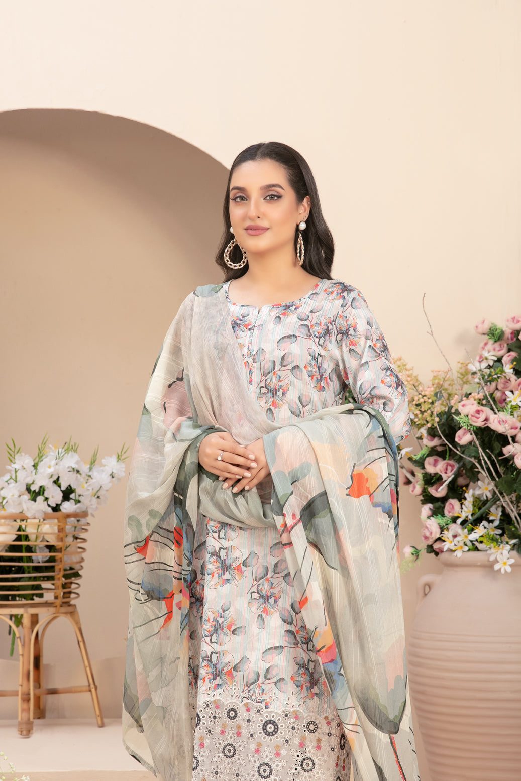 3 Piece Stitched Lawn suit