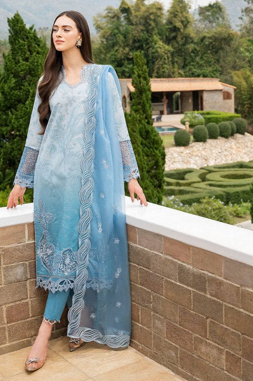Luxury Stitched Lawn Suit with Embroidered Organza Dupatta