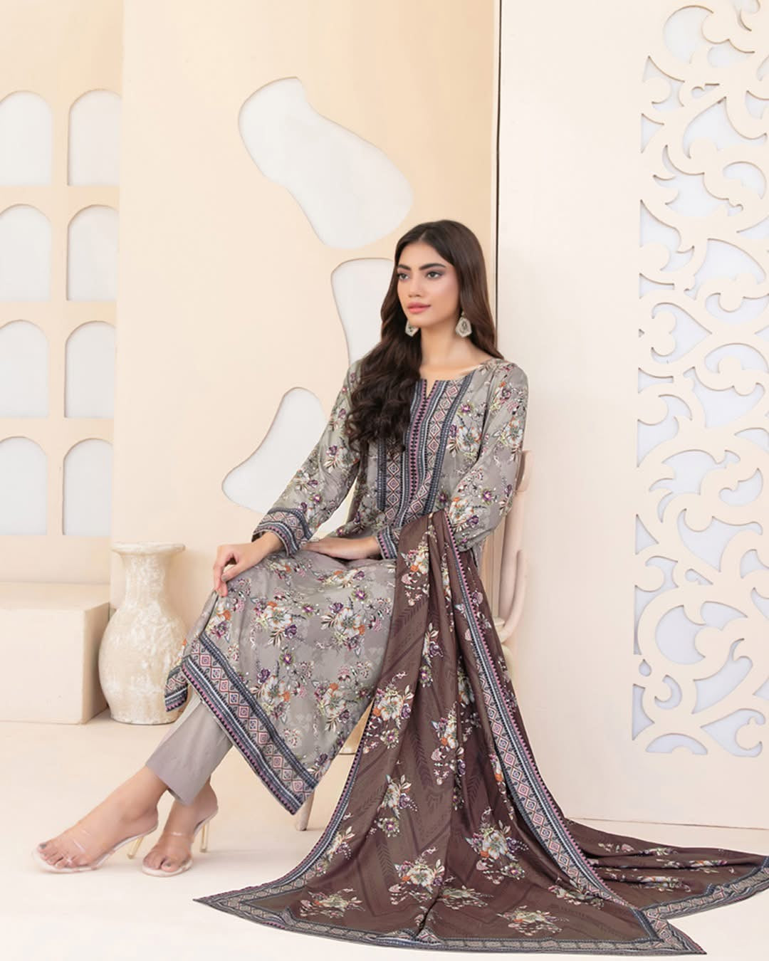 Elegant 3-Piece Stitched Digital Printed Staple