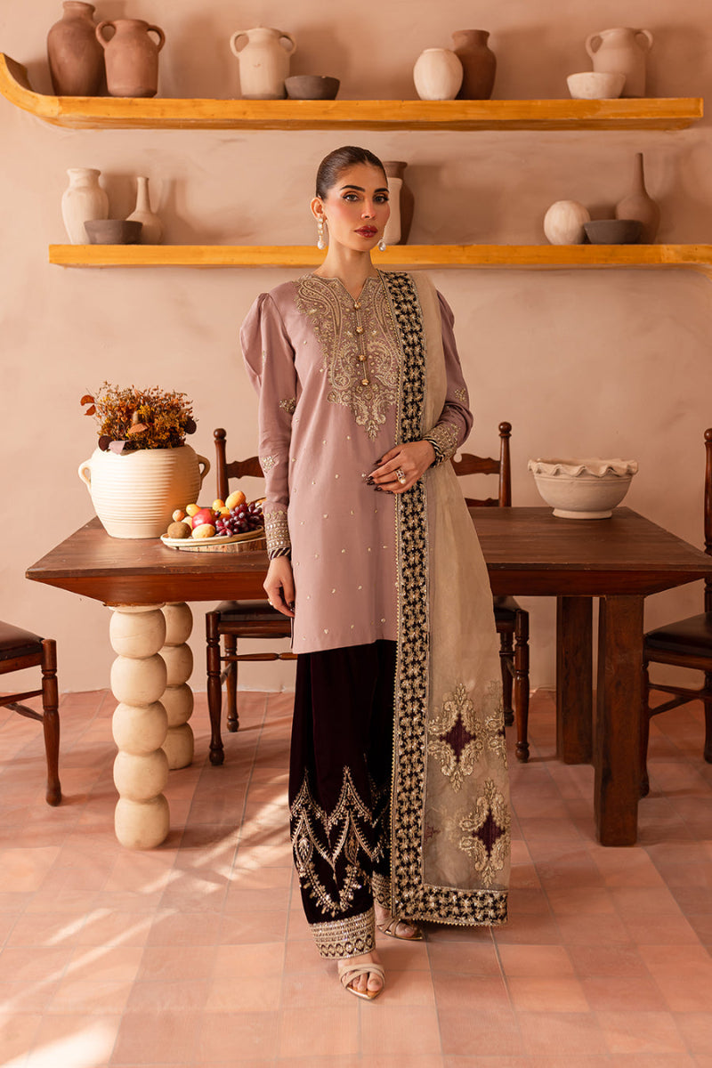 3 Piece Stitched Raw Silk Dress