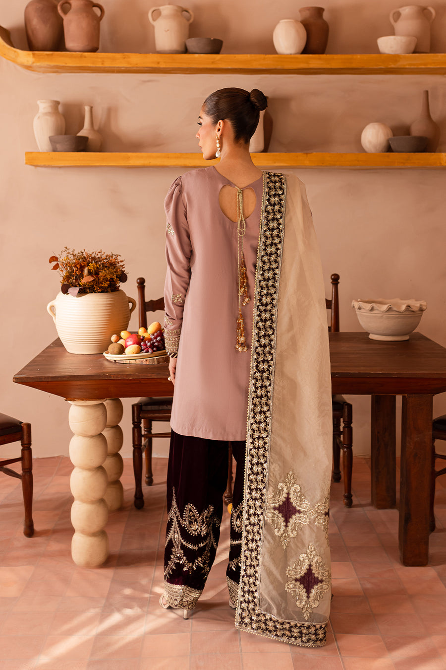 3 Piece Stitched Raw Silk Dress