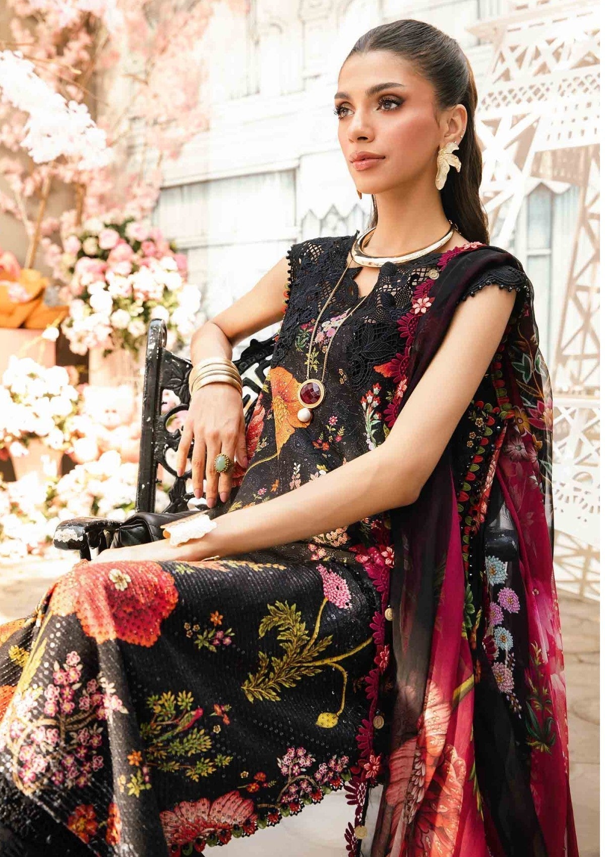 3 Piece Embroidery Lawn with Chiffon Dupatta