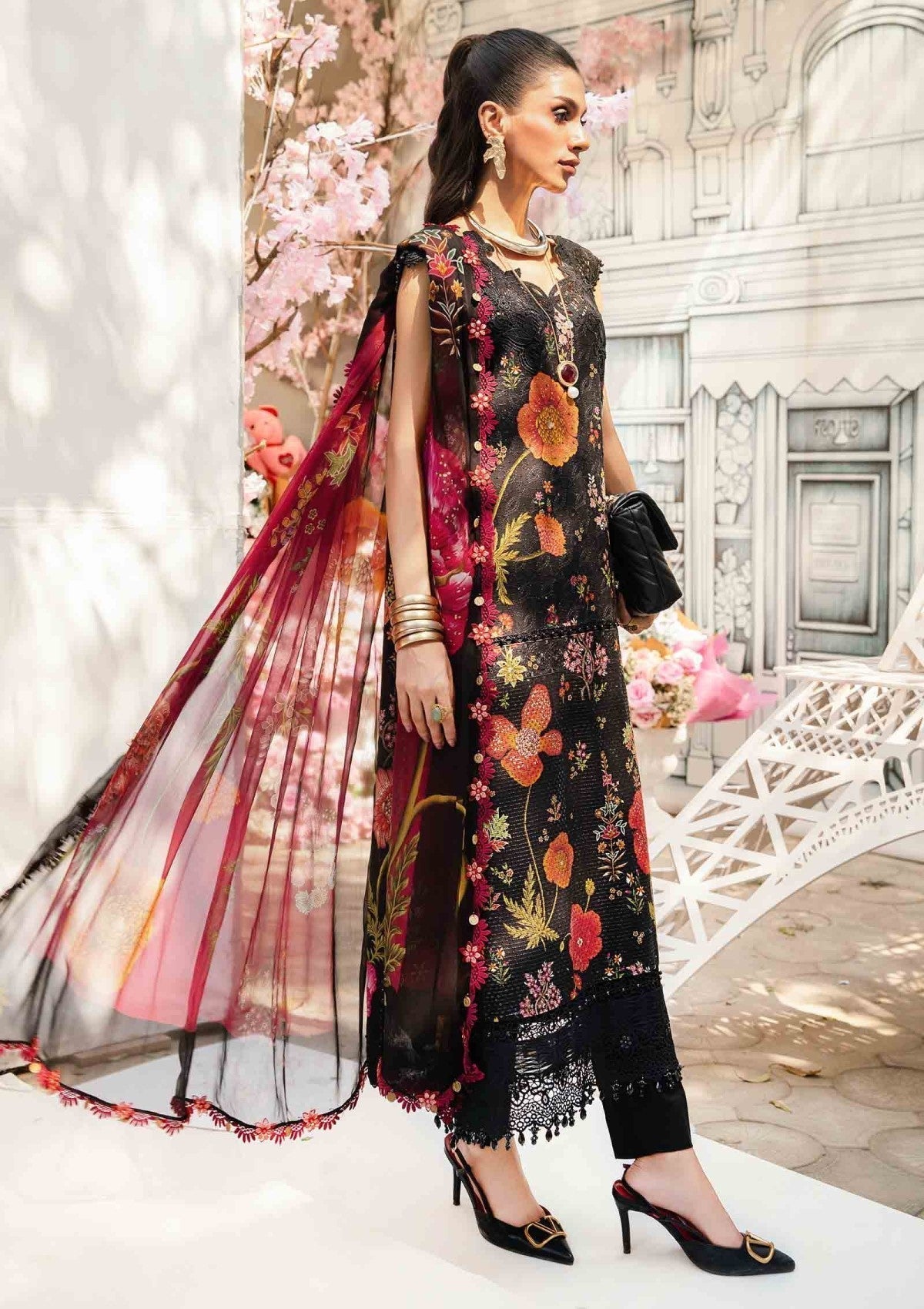 3 Piece Embroidery Lawn with Chiffon Dupatta