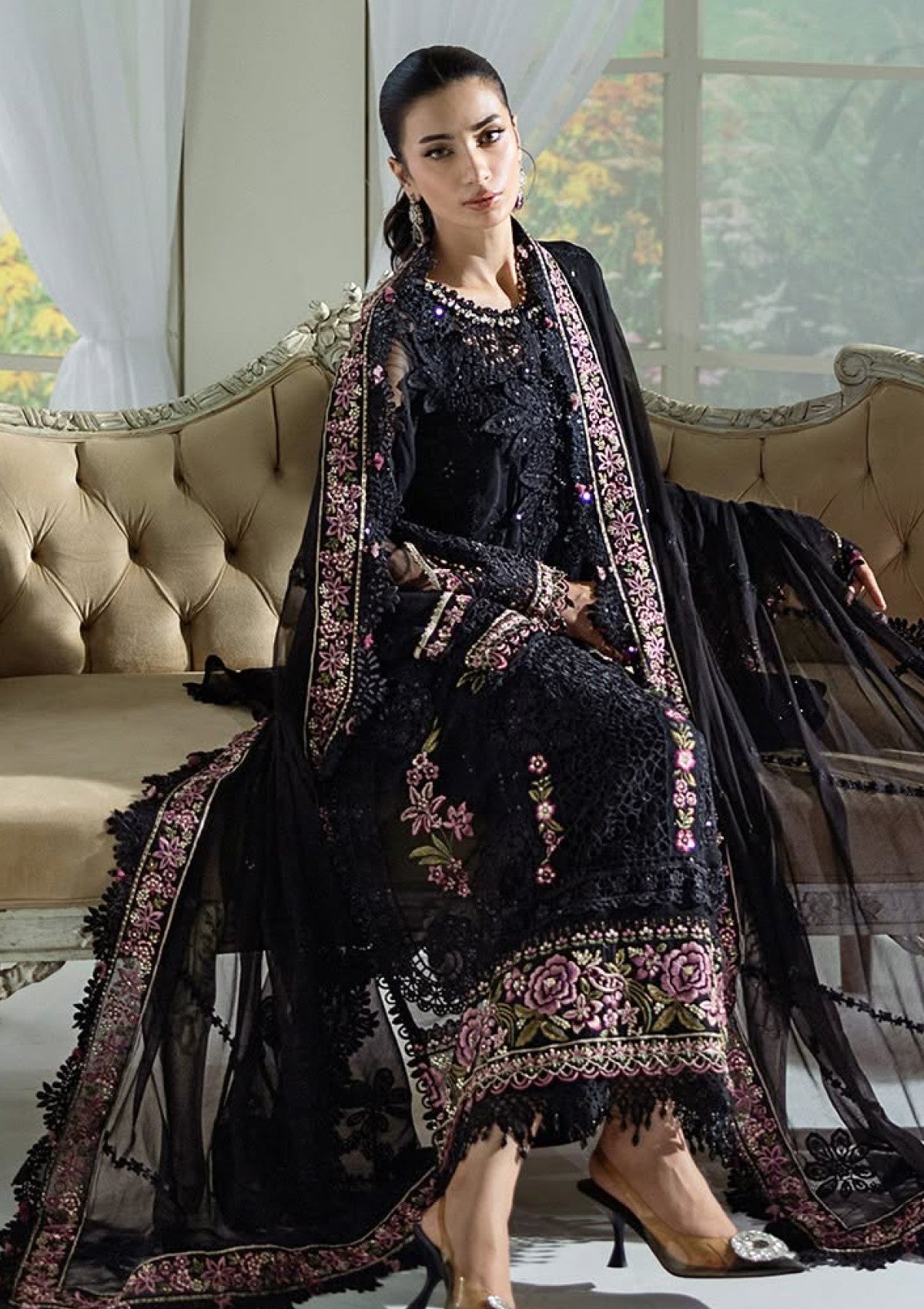3 Piece Stitched Chiffon Suit - Ready  to Wear