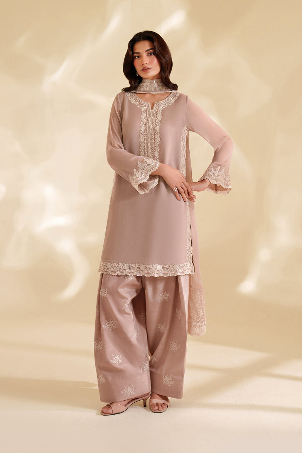 3 Piece Stitched Chiffon Suit - Ready To Wear