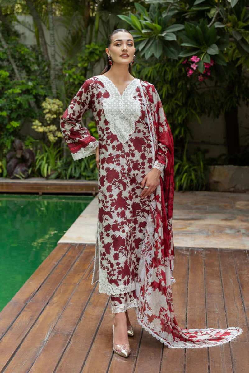 3 Piece Stitched  Lawn & Chiffon Suit - Ready to Wear