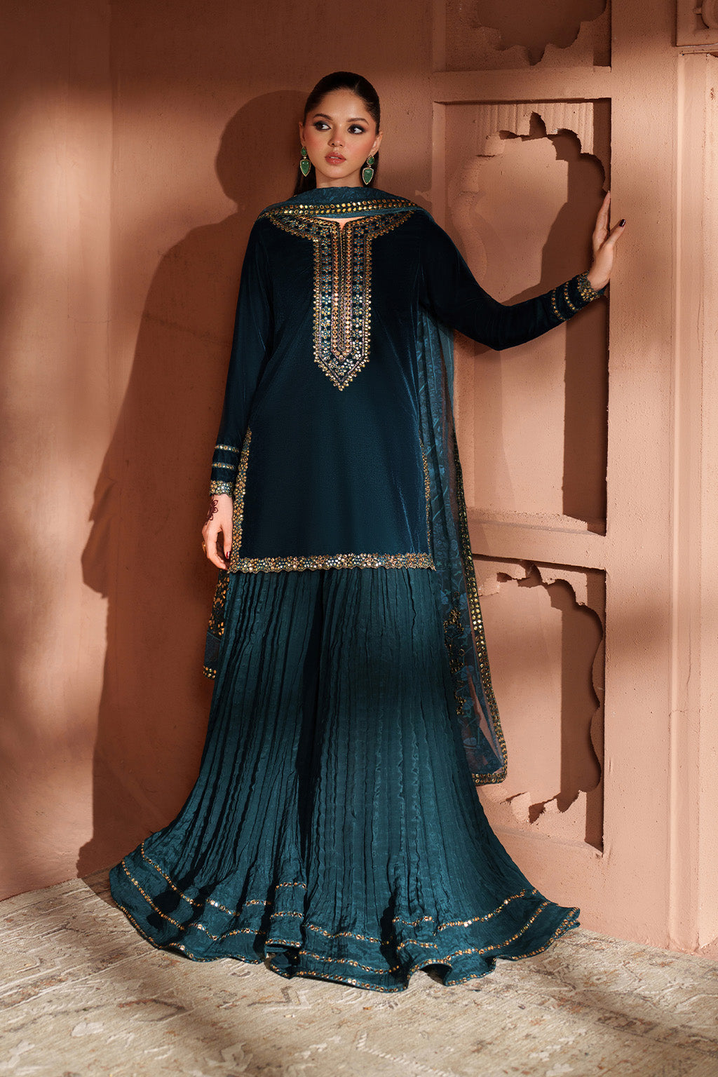 3 Piece Stitched Velvet Suit - Ready to Wear