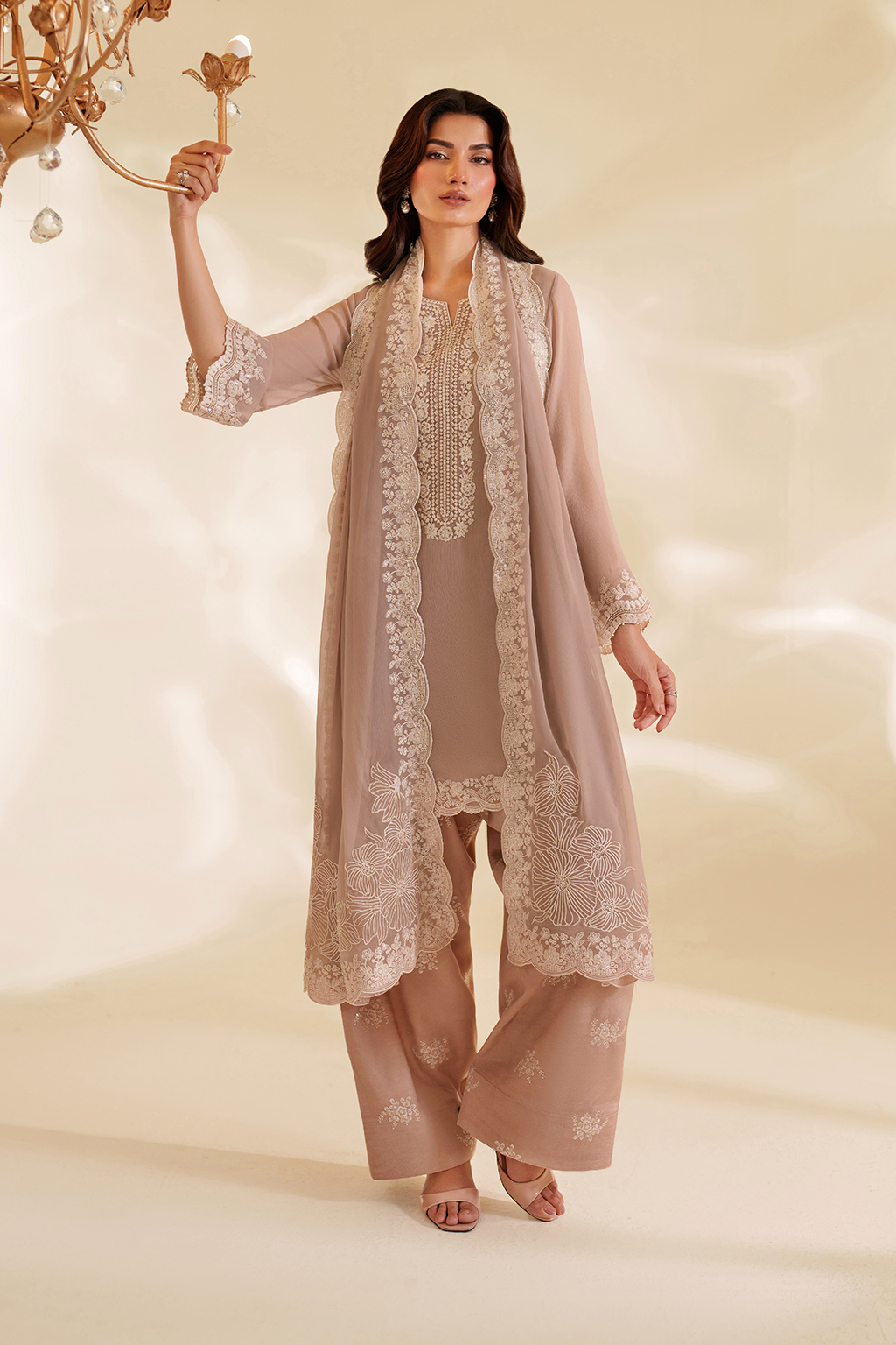 3 Piece Stitched Chiffon Suit - Ready To Wear