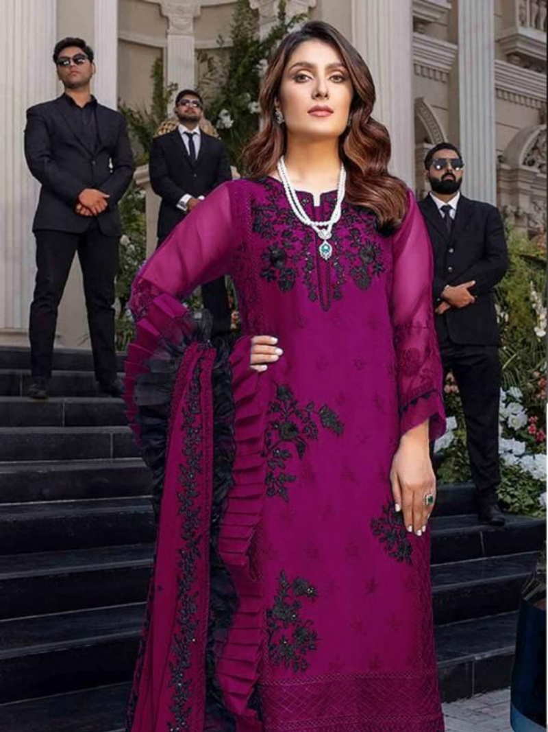 03-PIECE STITCHED CHIFFON SUIT