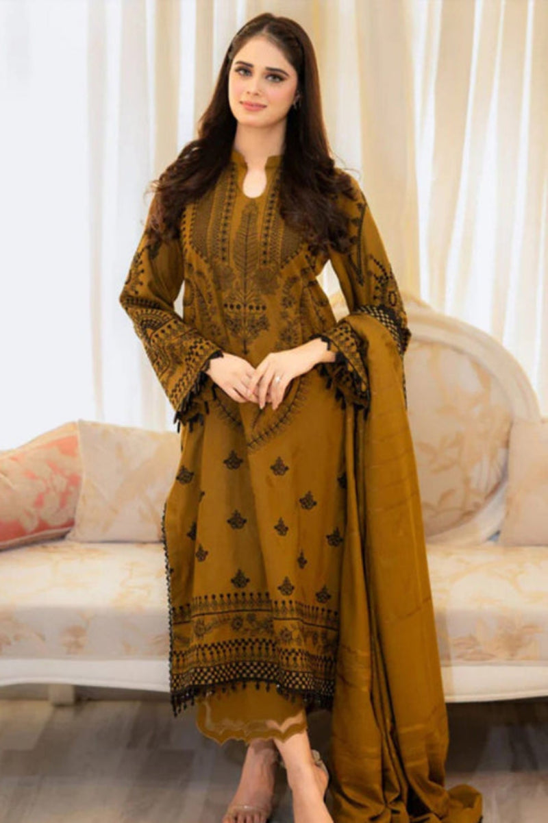 3 Piece Stitched Lawn Suit - Ready To Wear