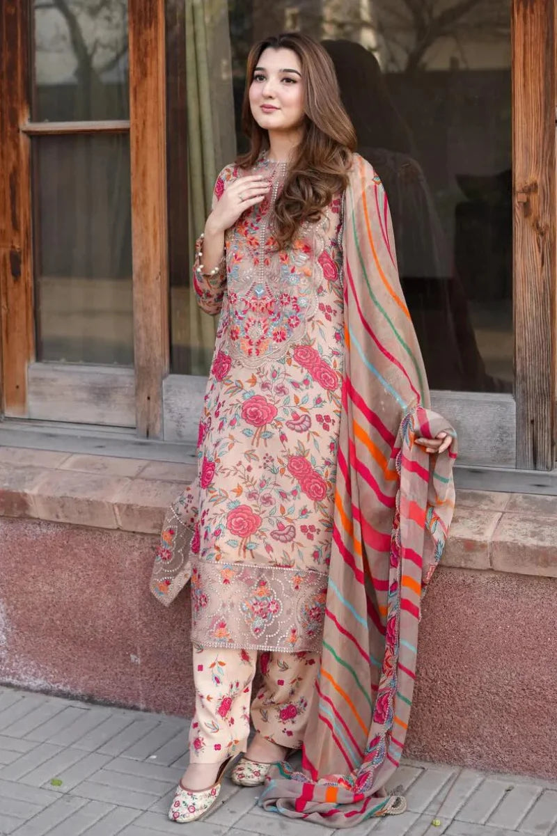 03-Piece Printed Lawn Suit - Ready To Wear