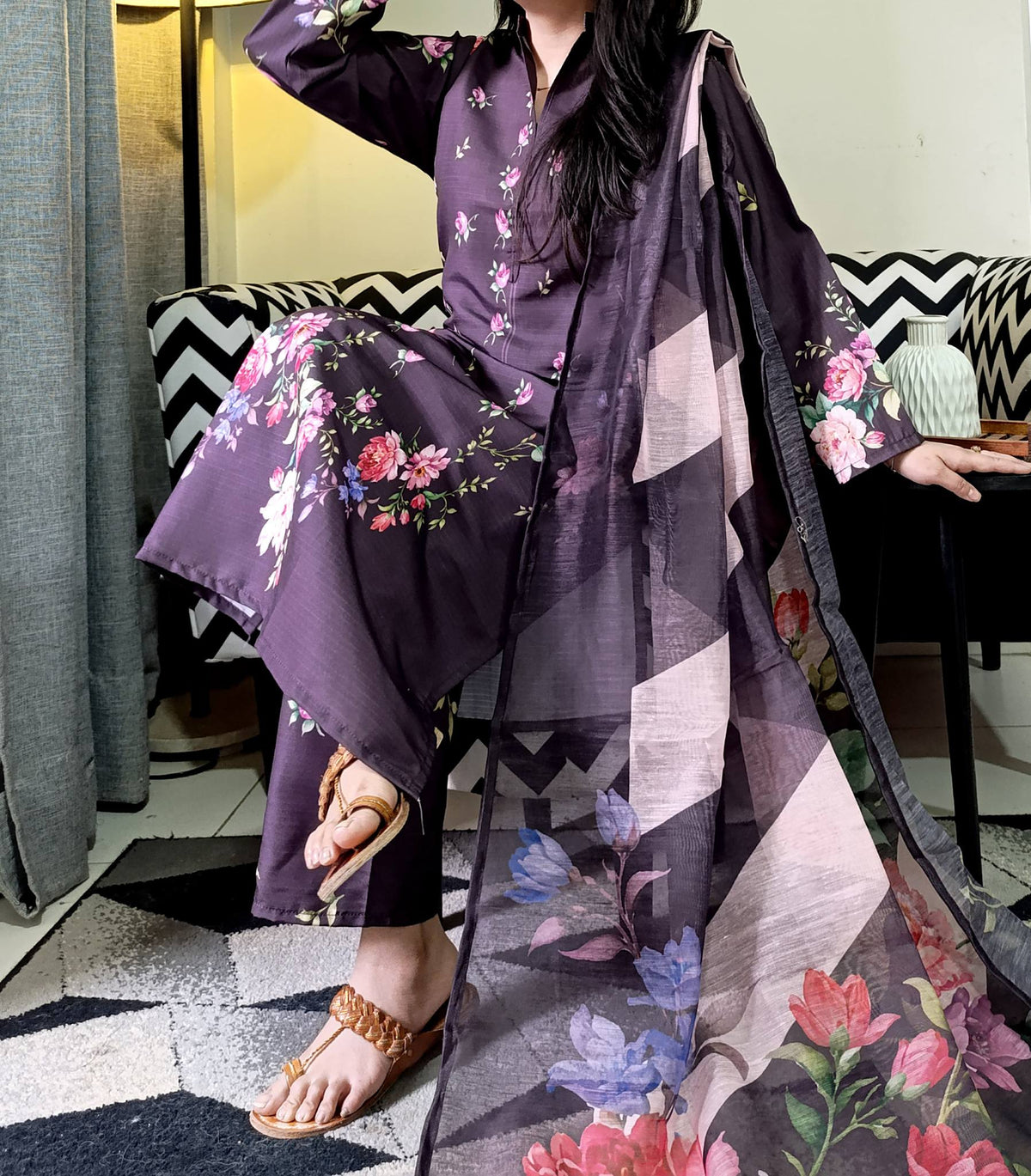 03-Piece Swiss Lawn Suit - Ready To Wear
