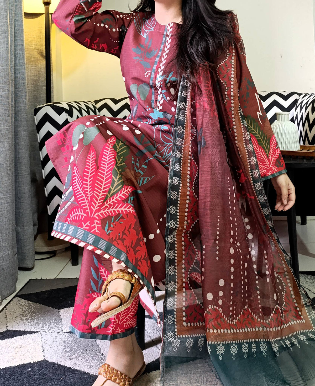 03-Piece Swiss Lawn Suit - Ready To Wear