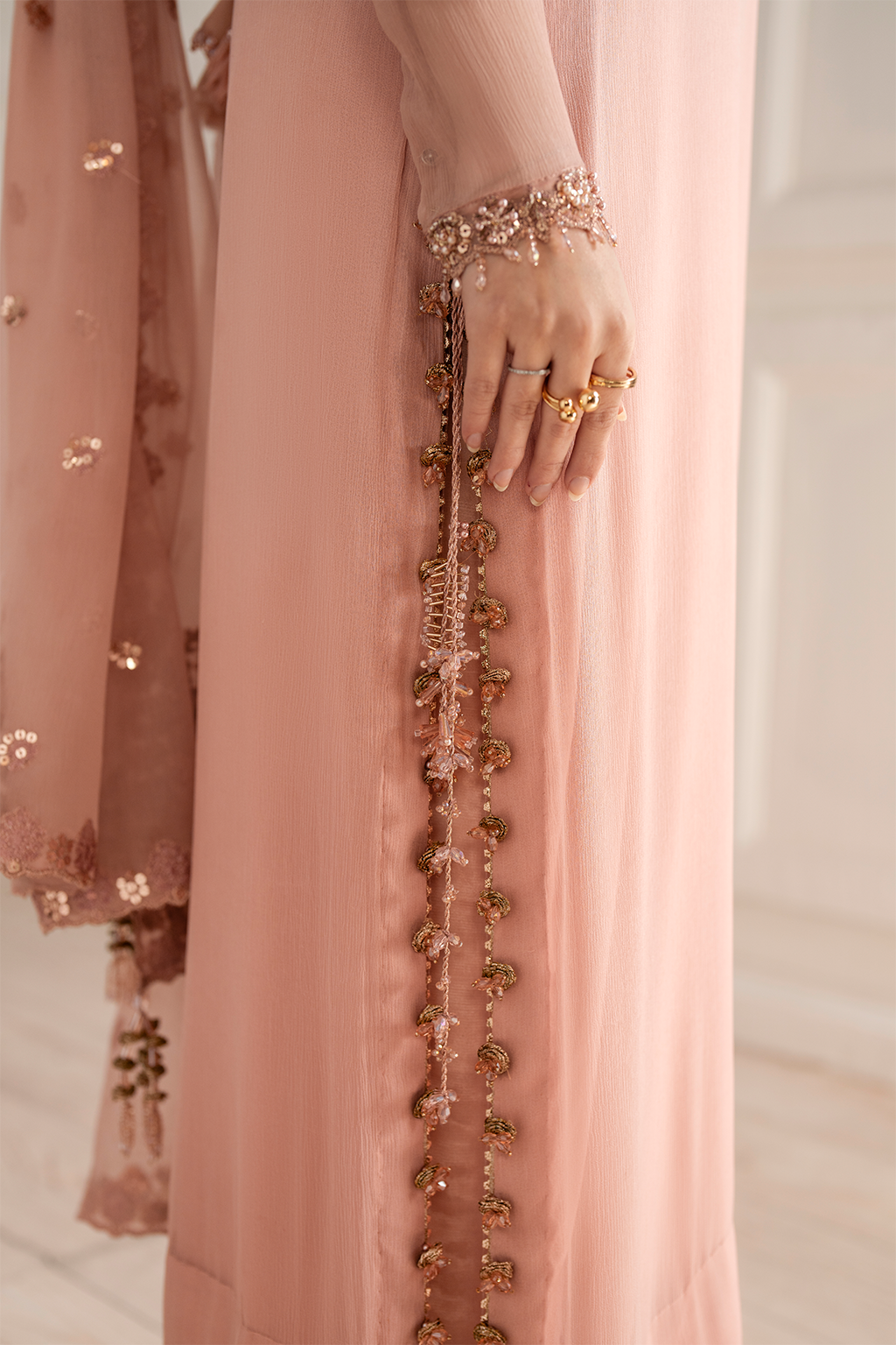 Luxury Formals Chiffon & Malai 3-Piece Suit