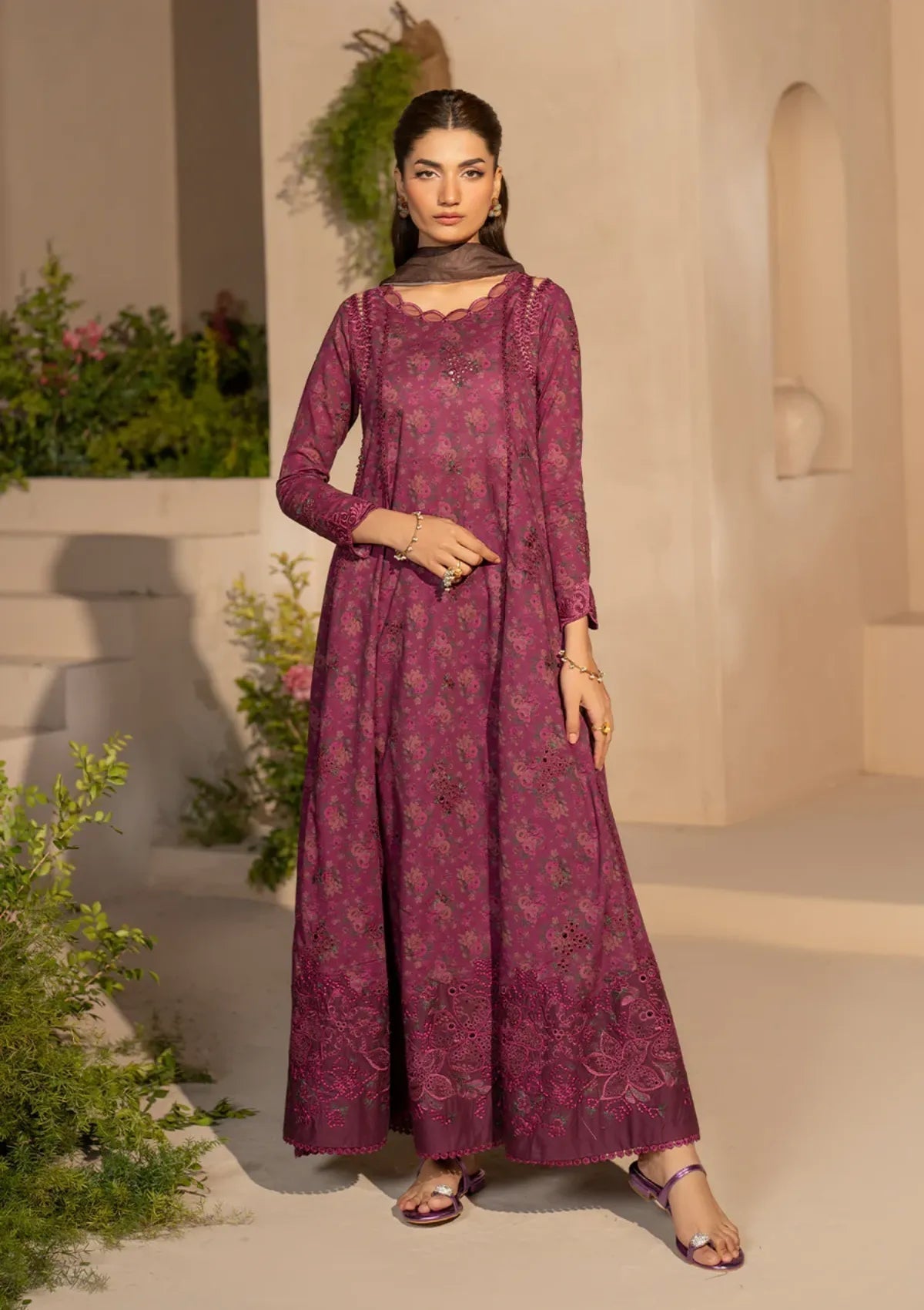 Lawn Suit with Chiffon Dupatta