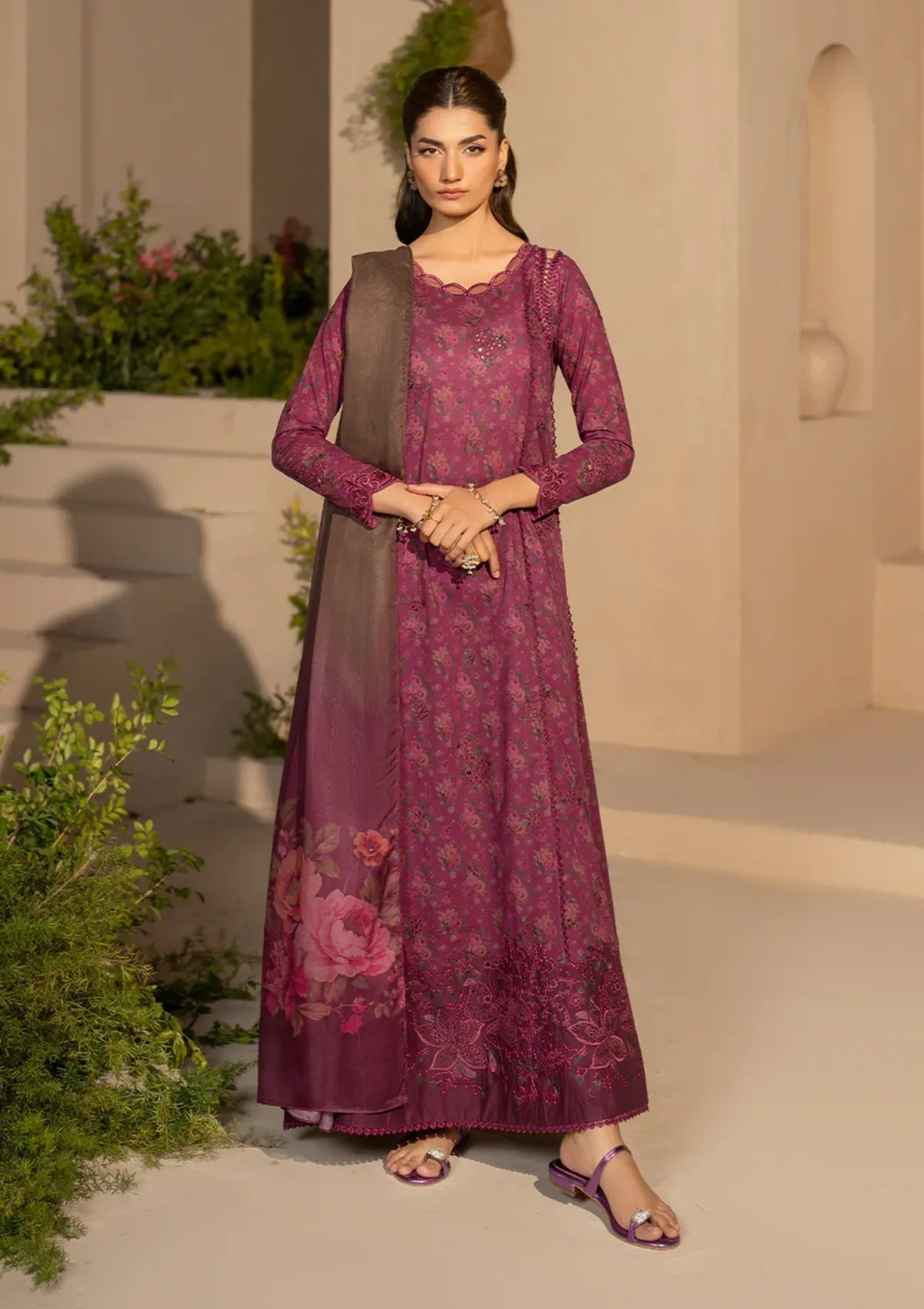Lawn Suit with Chiffon Dupatta