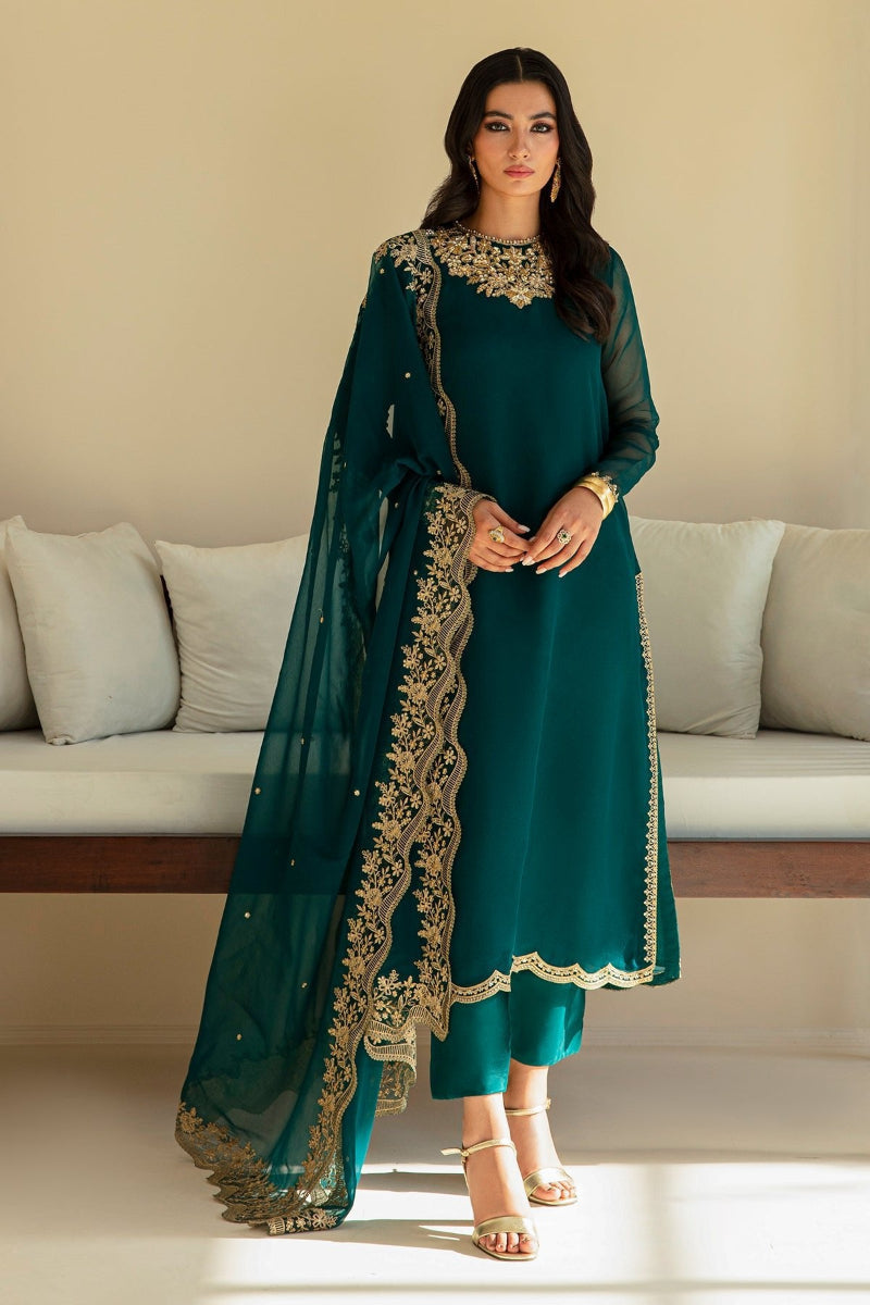3  Piece Stitched Chiffon Suit - Ready to Wear