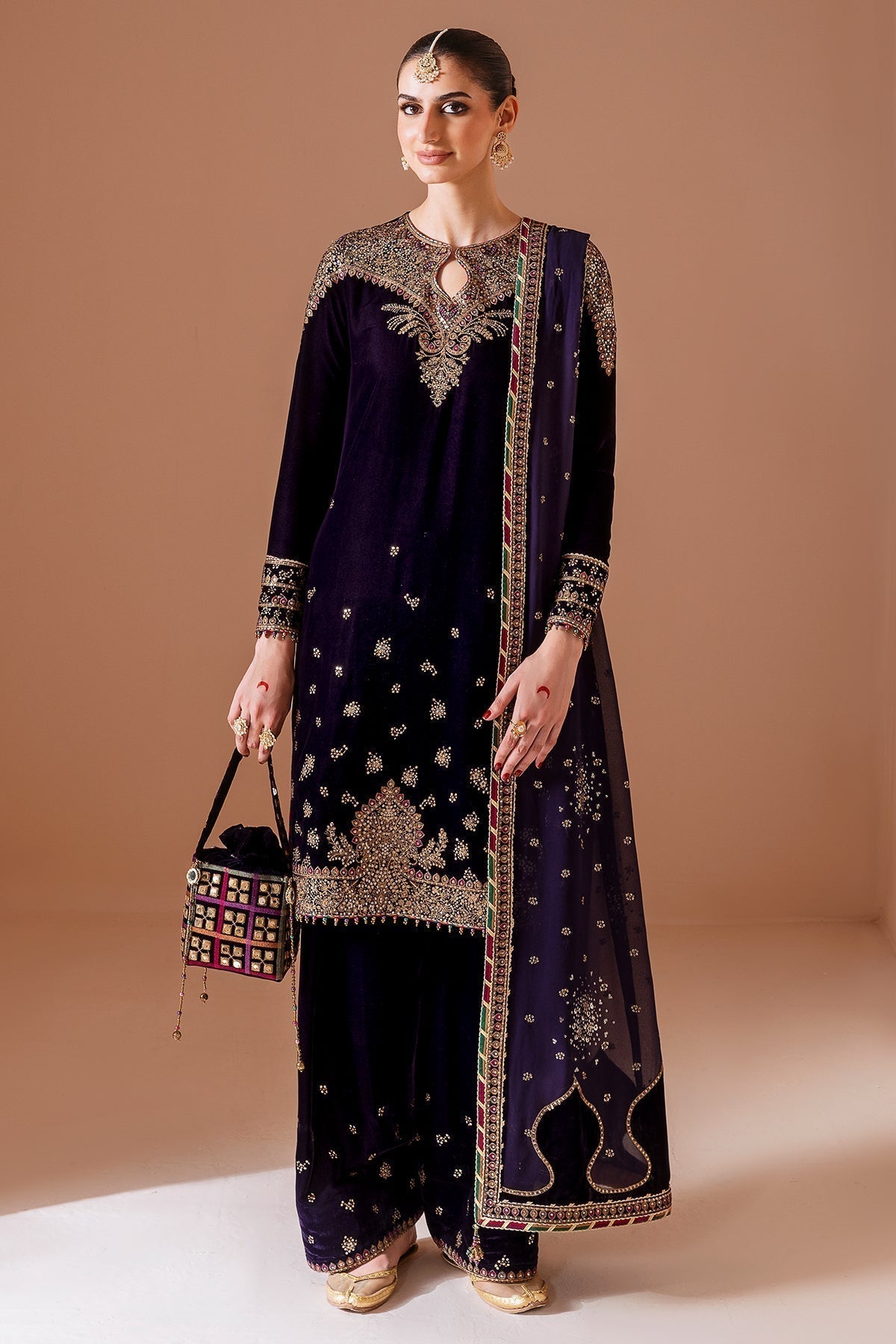 3 Piece Stitched Velvet Suit - Ready to Wear