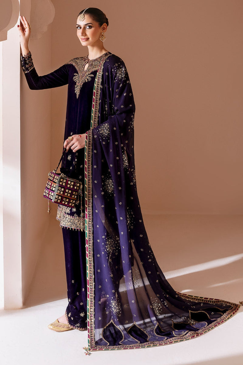 3 Piece Stitched Velvet Suit - Ready to Wear