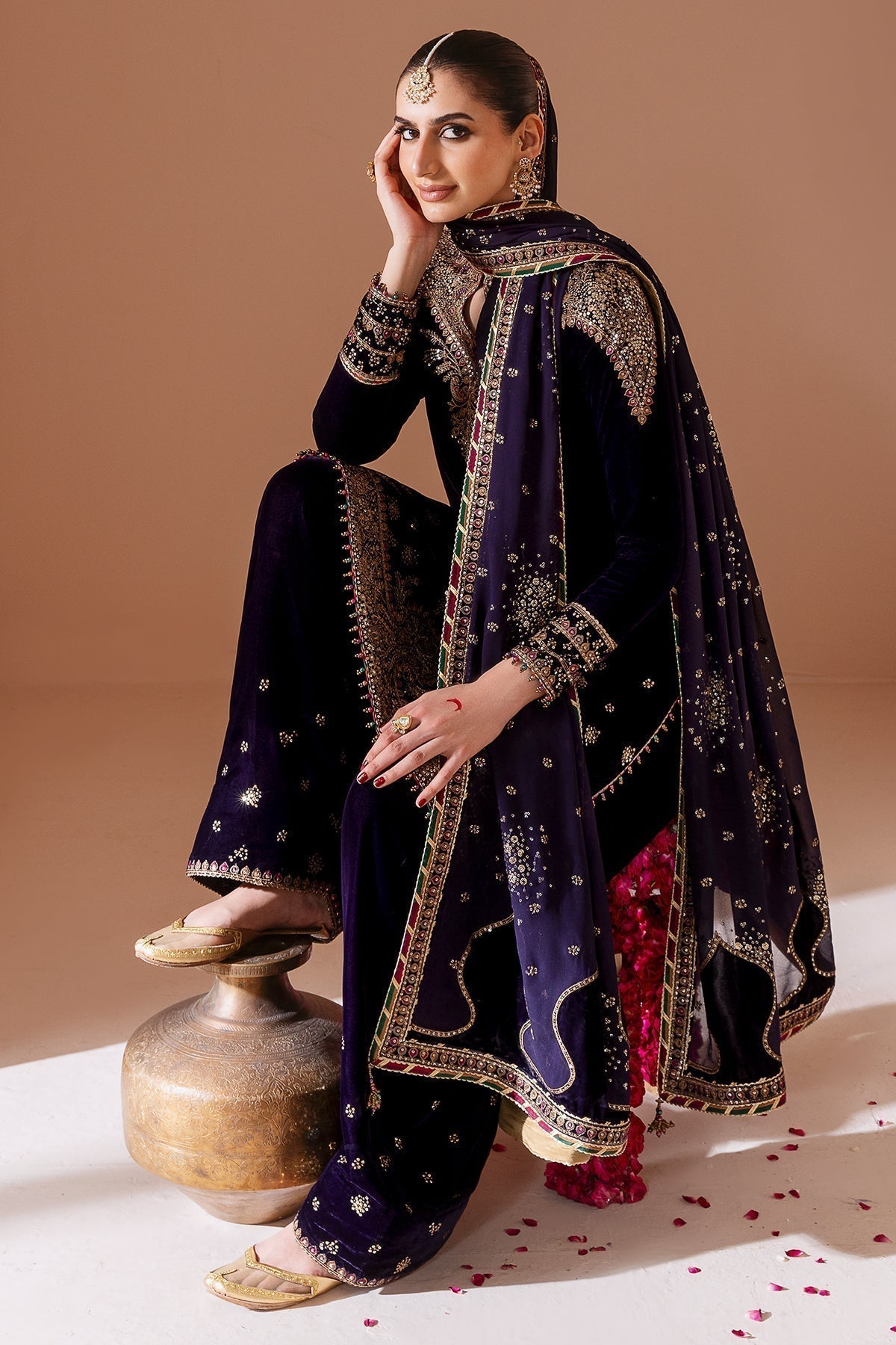 3 Piece Stitched Velvet Suit - Ready to Wear