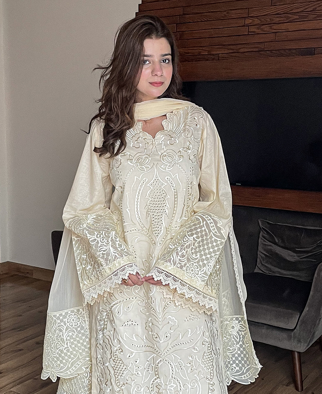 Orignal SADA SLEEK – Cambric Embroidered Suit (Stitched)