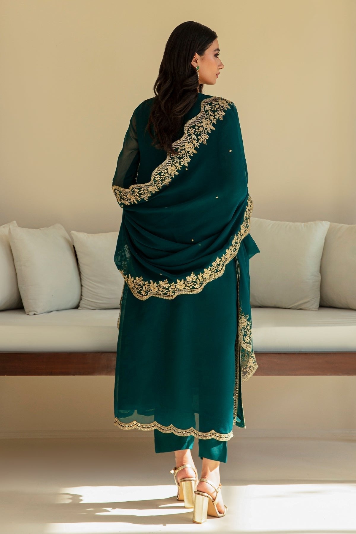 3  Piece Stitched Chiffon Suit - Ready to Wear