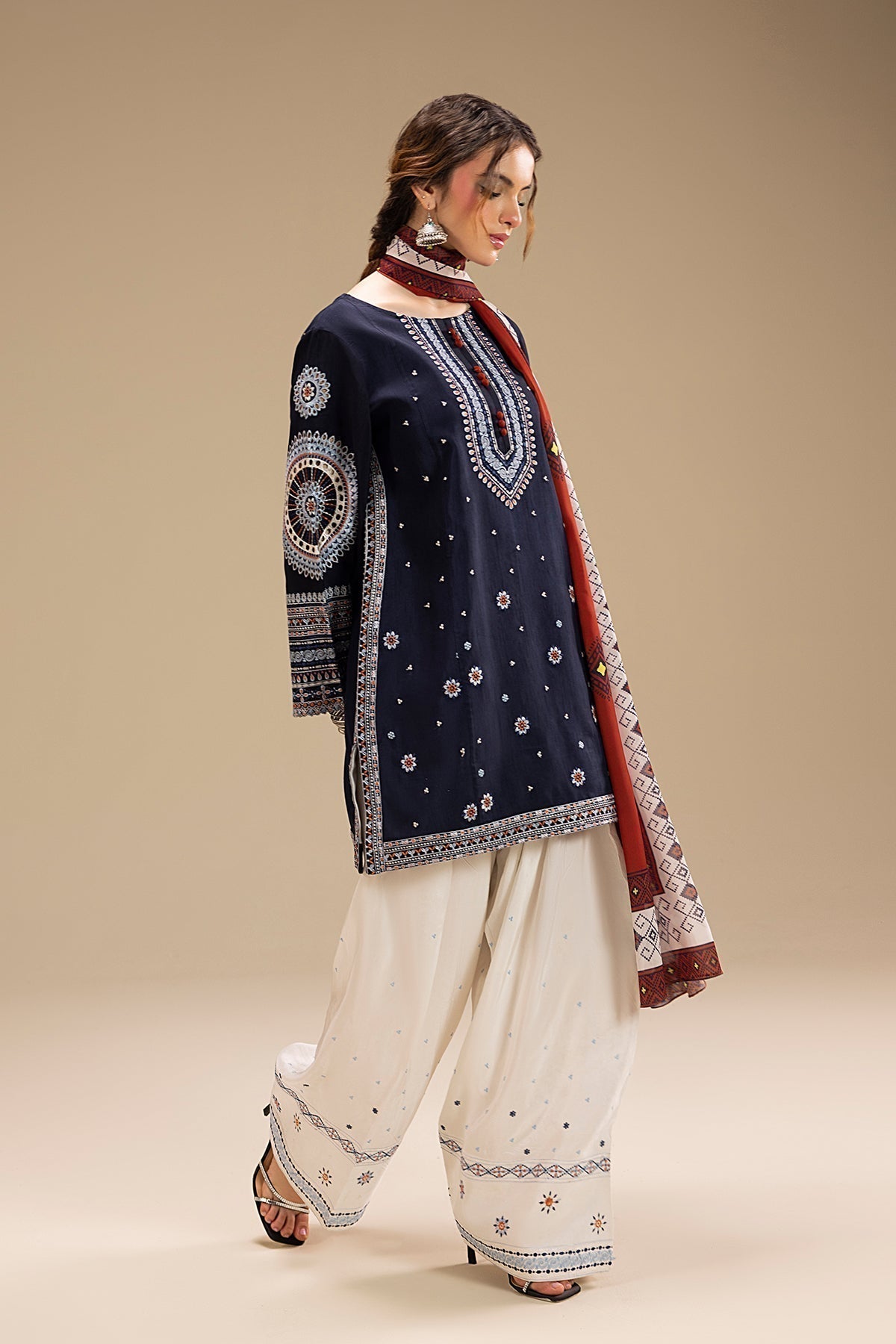 Cotton Embroidered Luxury Stitched 3-Piece Suit
