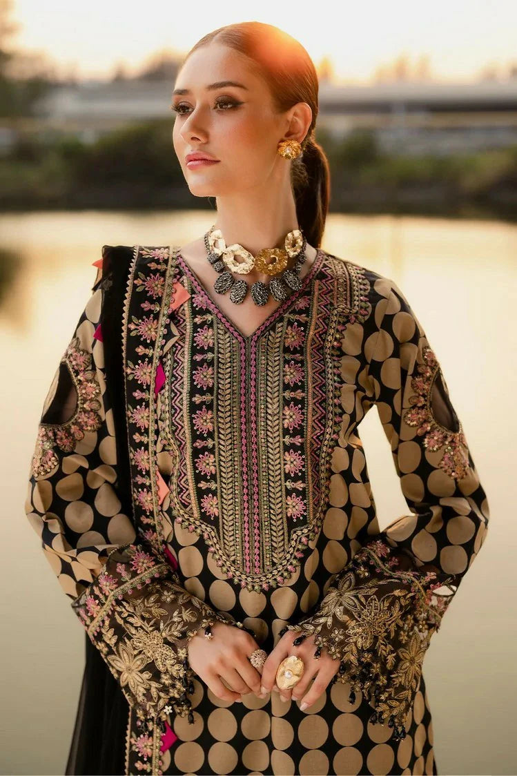 Stitched Embroidered Lawn Suit with Chiffon Dupatta
