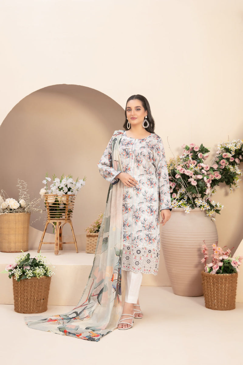 3 Piece Stitched Lawn suit
