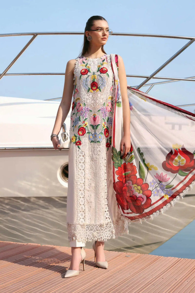 Blossom Luxe: 3-Piece Floral Embroidered Silk Dress