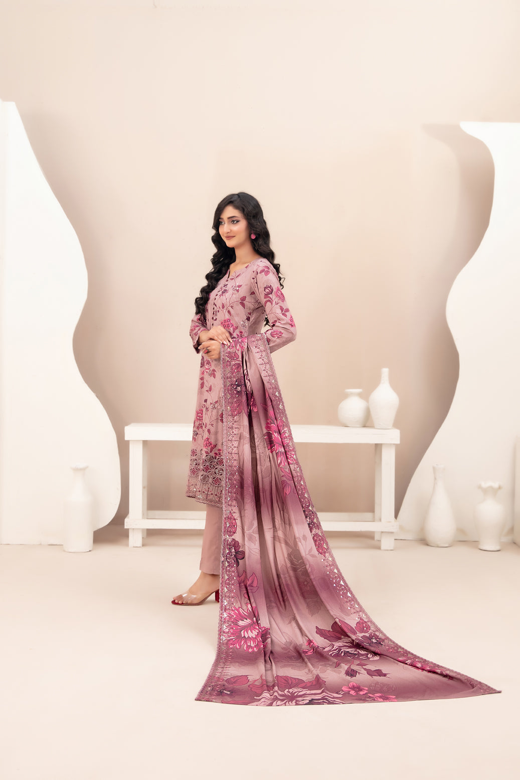 3-Piece Stitched Lawn  Suit