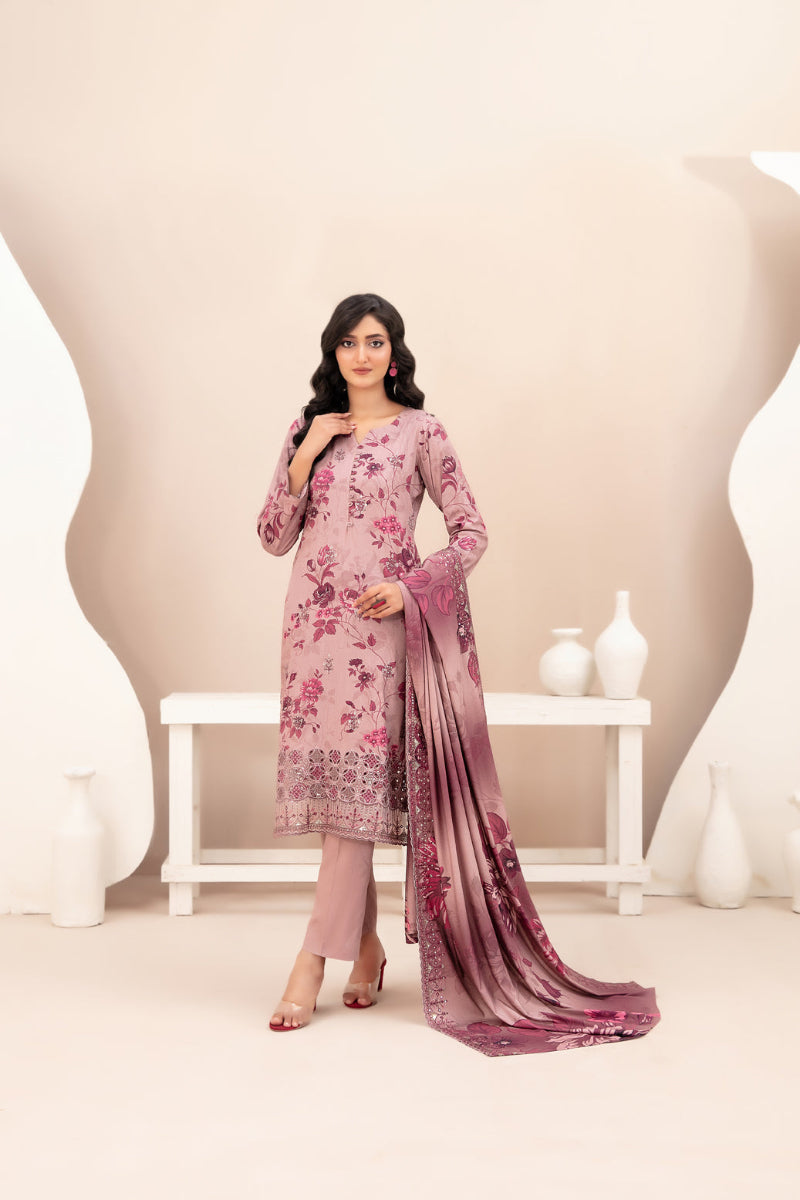 3-Piece Stitched Lawn  Suit