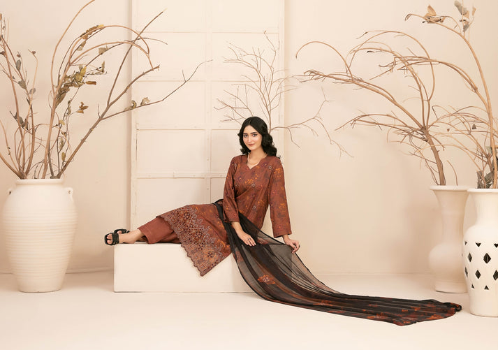 3 Piece Stitched Lawn Suit.