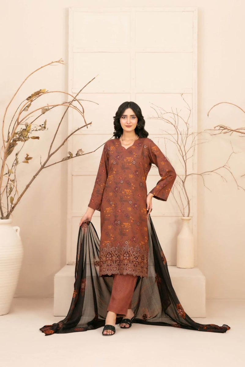 3 Piece Stitched Lawn Suit.