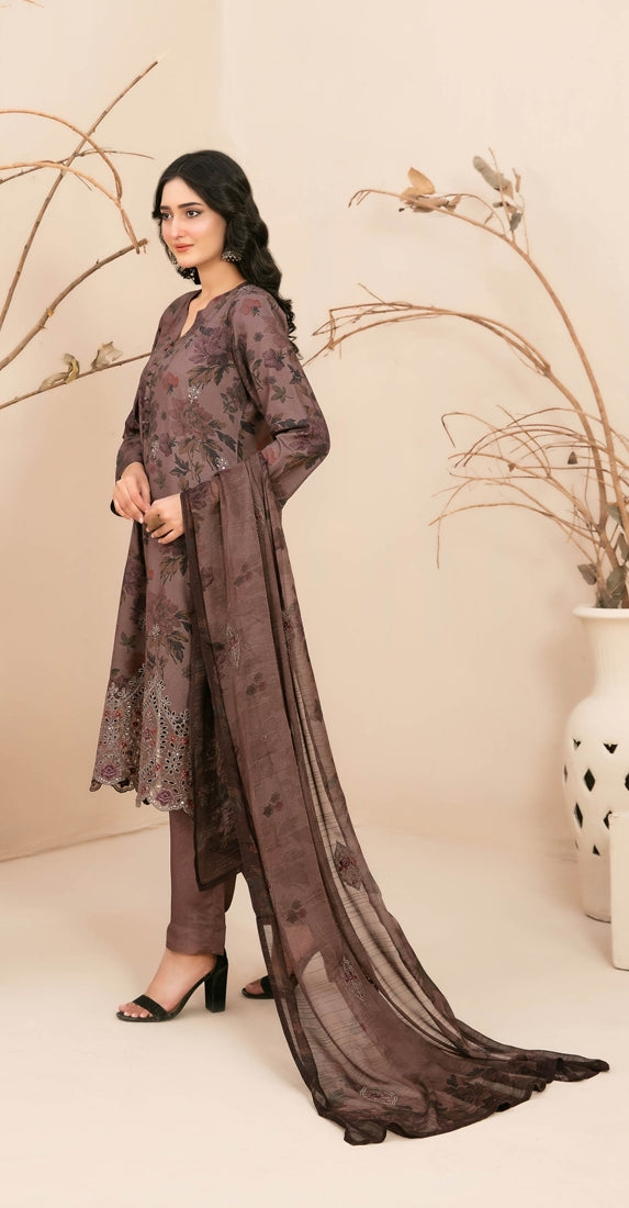 3 Piece Stitched Lawn suit