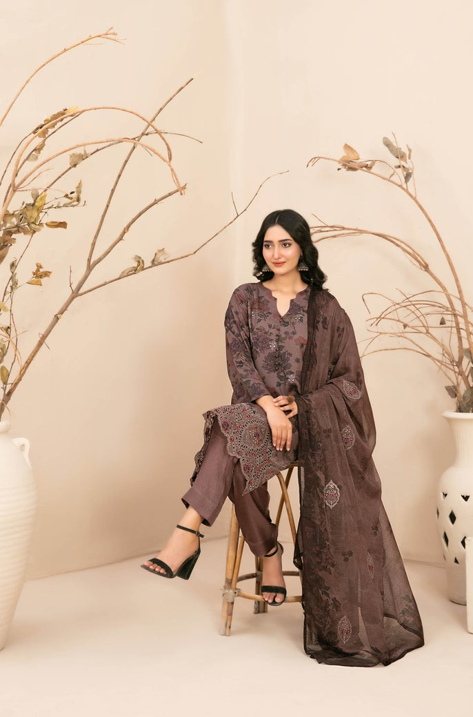 3 Piece Stitched Lawn suit