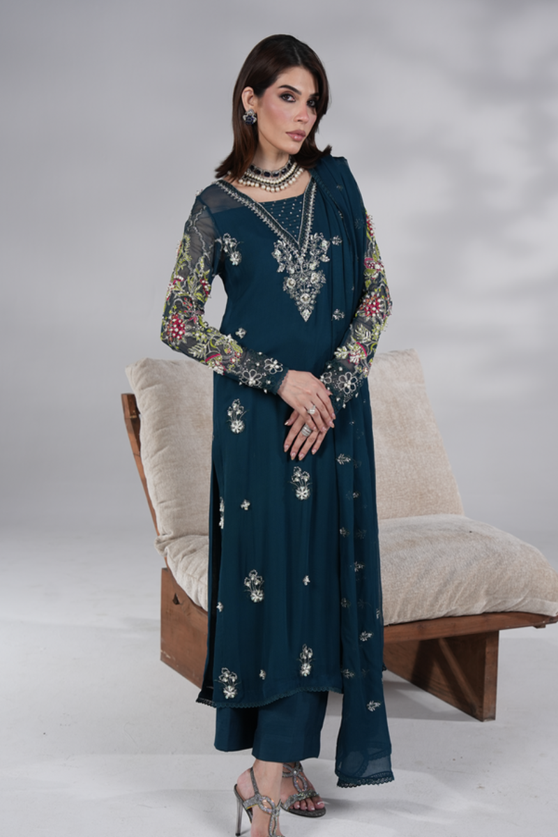 3 Piece Stitched Chiffon Suit   - Ready to Wear