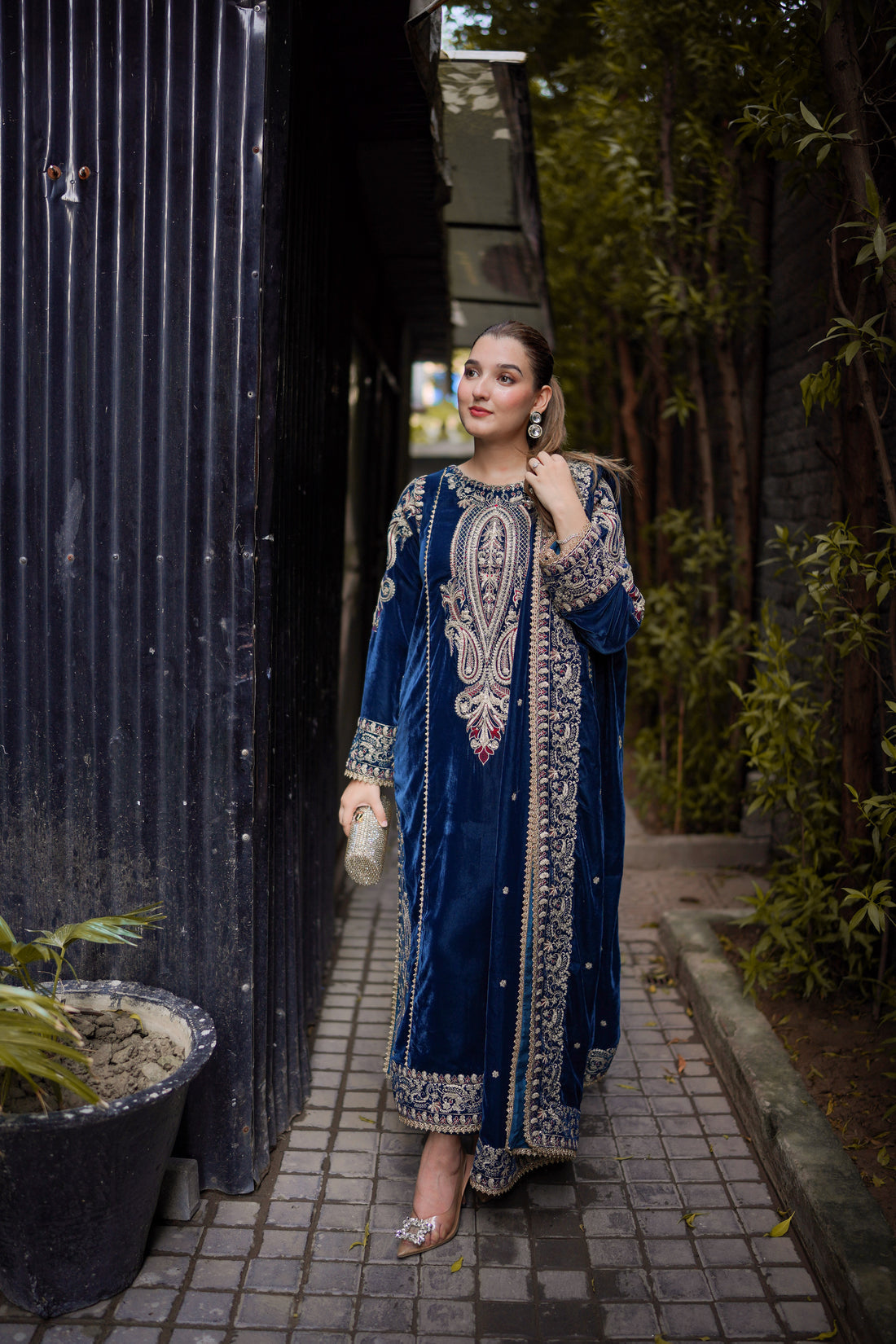 3 Piece Stitched Velvet  Suit - Ready to Wear