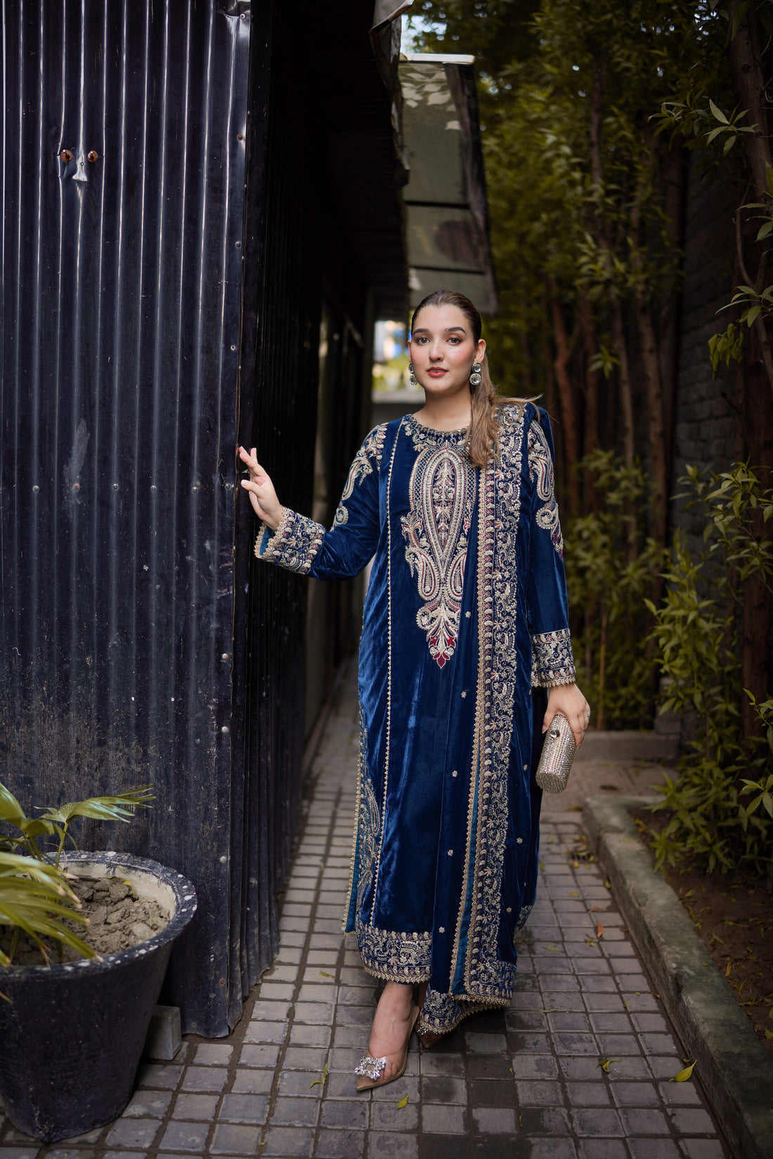 3 Piece Stitched Velvet  Suit - Ready to Wear