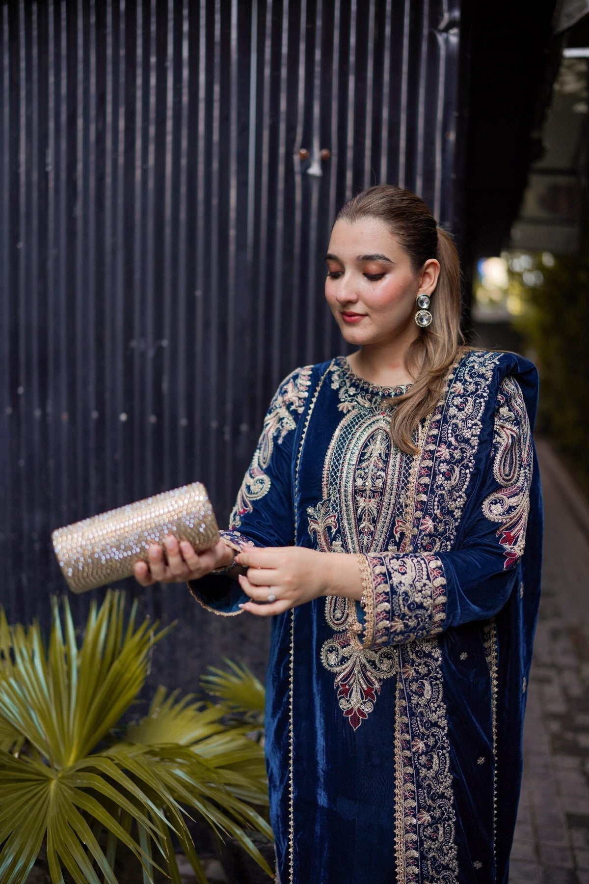3 Piece Stitched Velvet  Suit - Ready to Wear