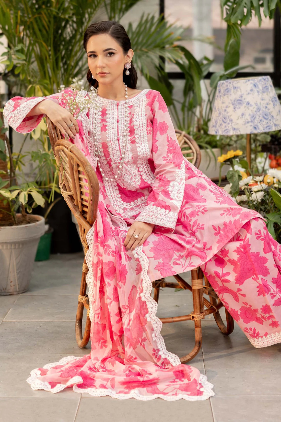 3 Piece Embroidery Lawn with Chiffon Dupatta