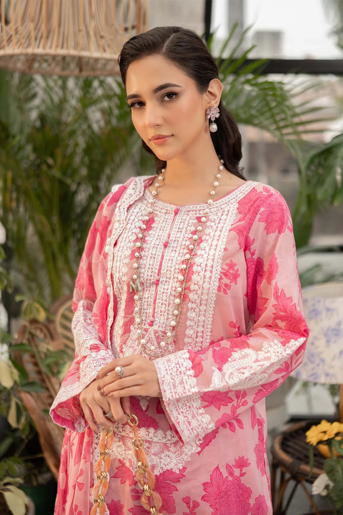 3 Piece Embroidery Lawn with Chiffon Dupatta