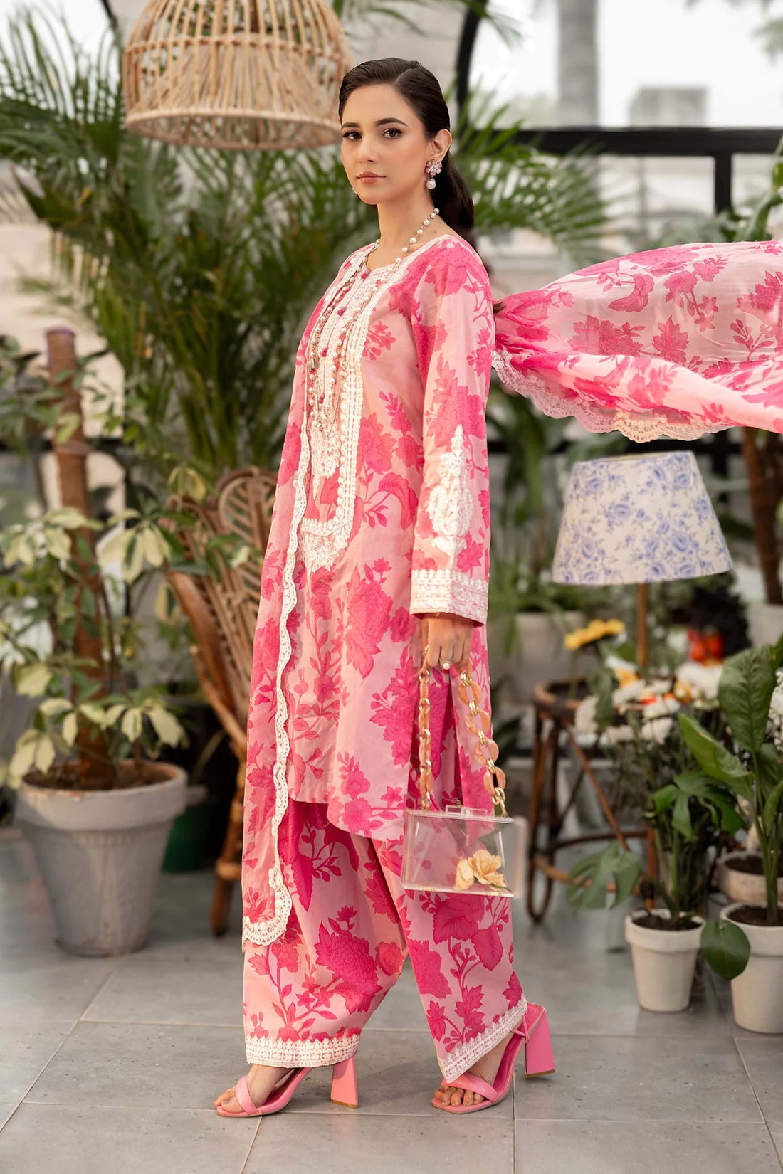 3 Piece Embroidery Lawn with Chiffon Dupatta