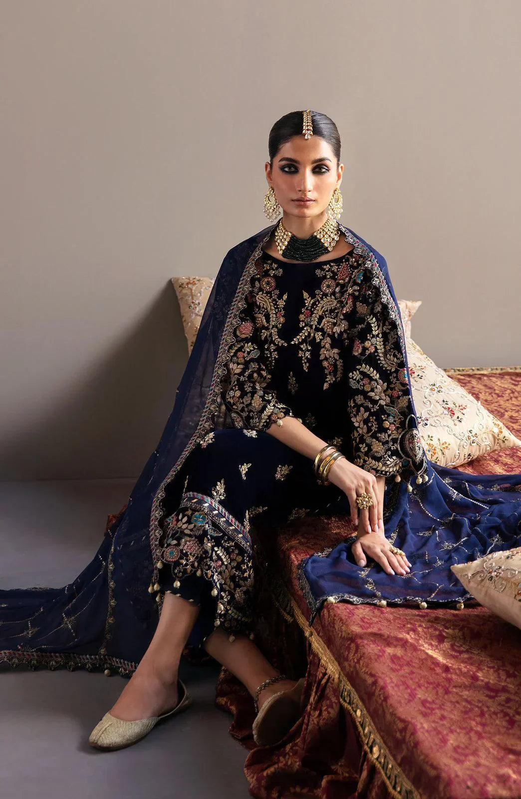 3 Piece Stitched Velvet Suit - Ready To Wear