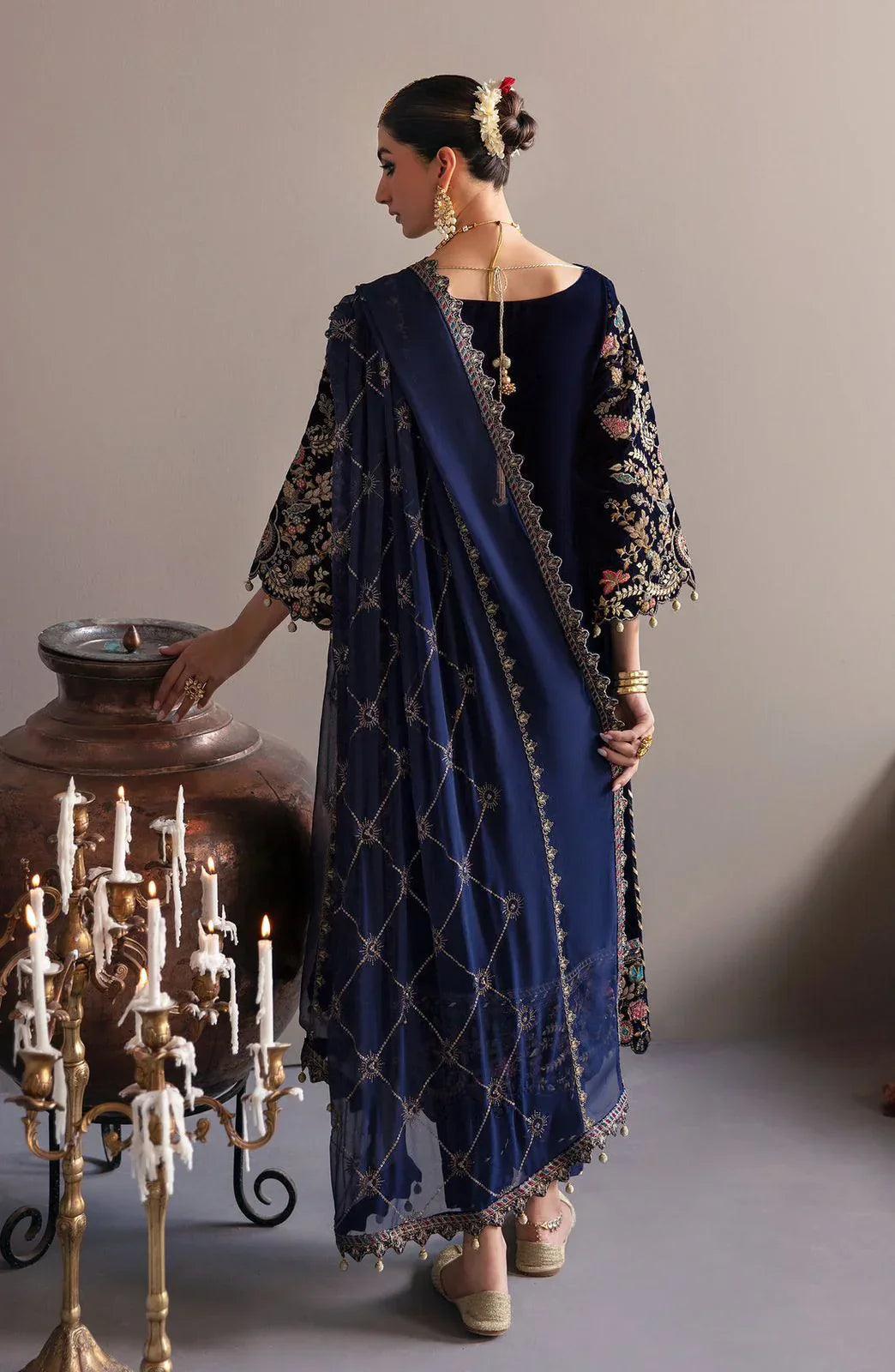 3 Piece Stitched Velvet Suit - Ready To Wear