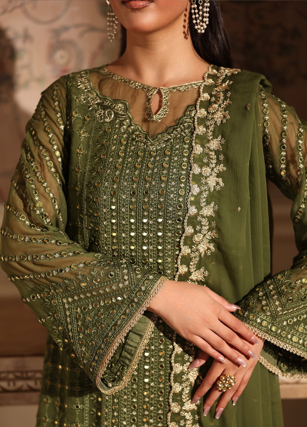 3 Piece Stitched Chiffon Suit - Ready to Wear