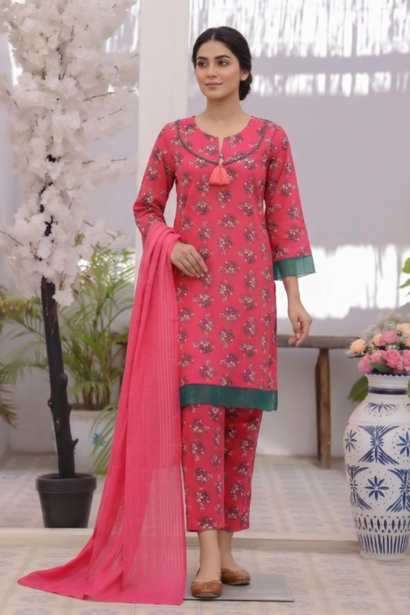 03-Piece Printed Lawn Suit - Ready TO Wear