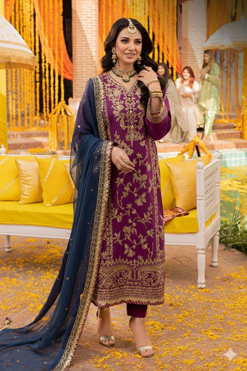 3 Piece Stitched Chiffon suit - Ready to Wear