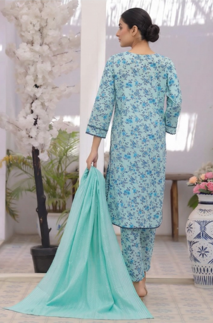 03-Piece Printed Lawn Suit - Ready TO Wear
